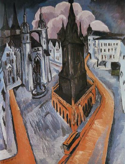 Ernst Ludwig Kirchner Der rote Turm in Halle oil painting picture